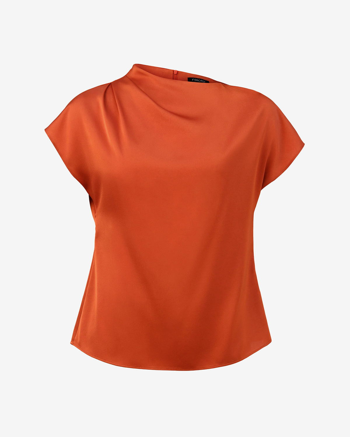 Zafina Pleated Draped Top in burnt orange — product-only view