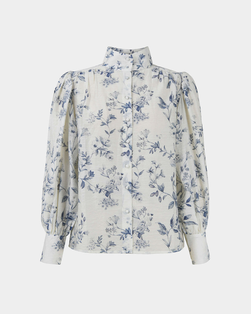 Jasmine Floral Blouse in ivory blue — product-only view