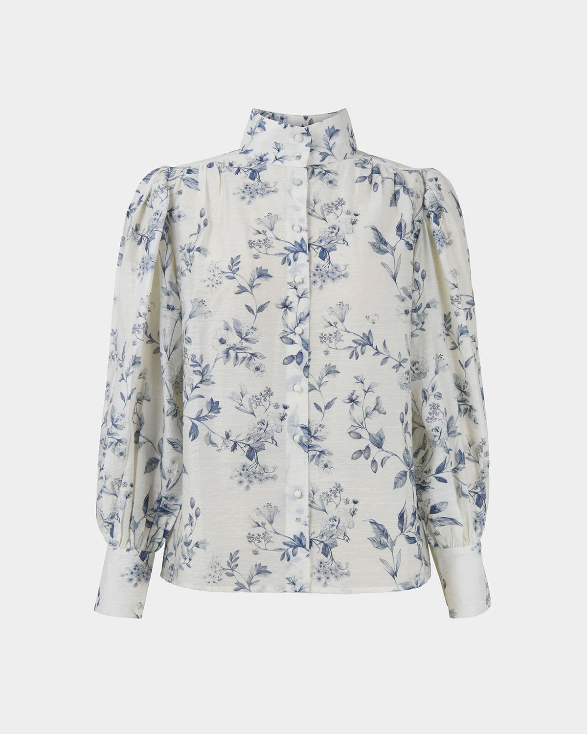 Jasmine Floral Blouse in ivory blue — product-only view