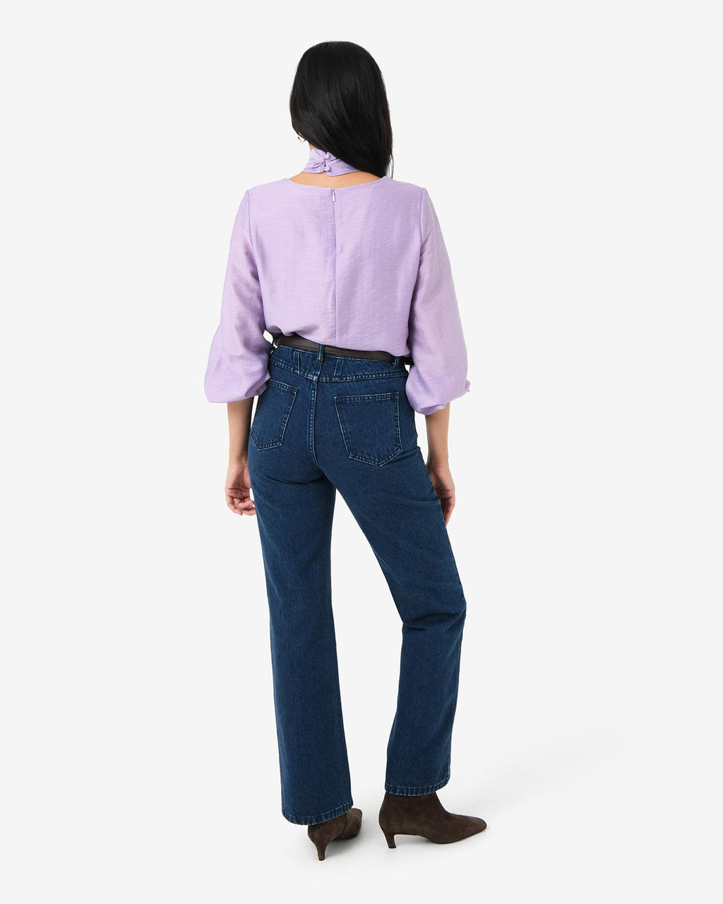 Bellini Twist Neck Blouse in lilac — back view