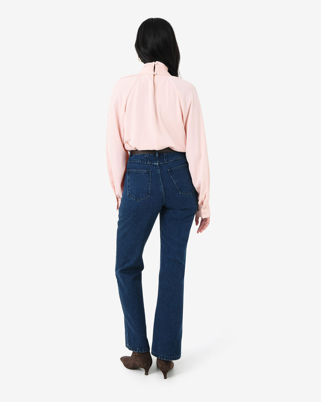 Edina Long Sleeve Blouse in blush pink — back view