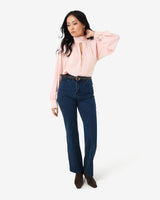 Edina Long Sleeve Blouse in blush pink — full-length view