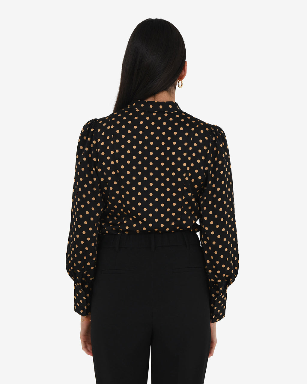 Dotti Polka Dot Printed Blouse in black polka dot — back view