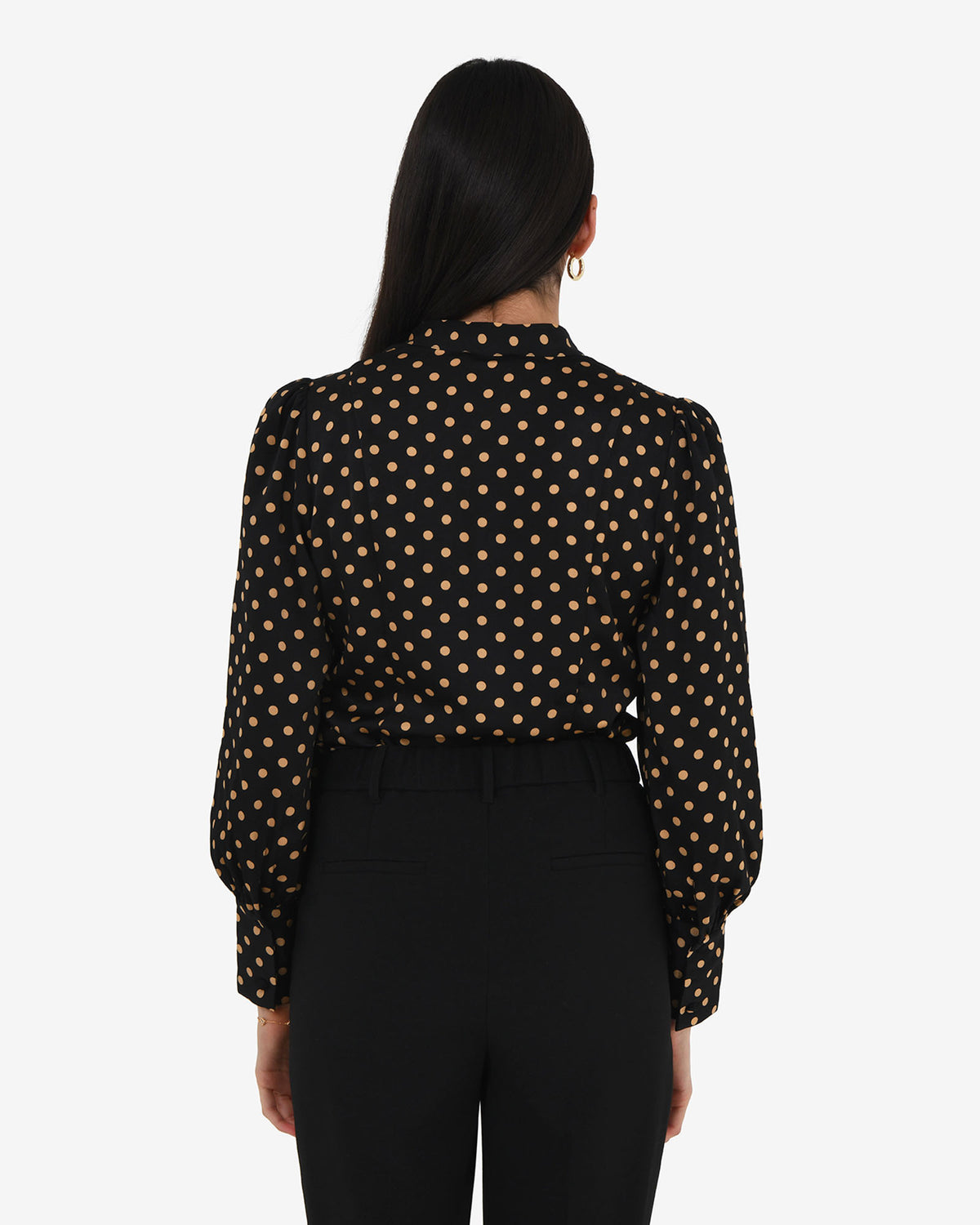 Dotti Polka Dot Printed Blouse in black polka dot — back view