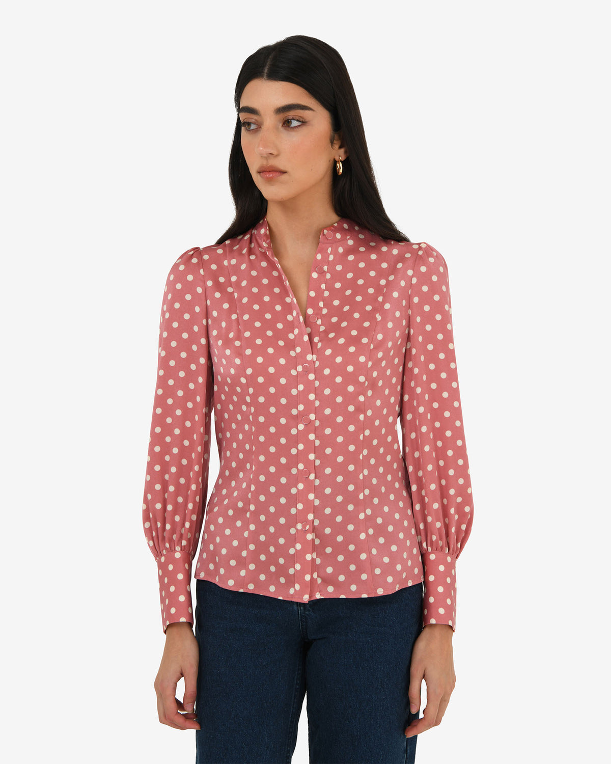 Dotti Polka Dot Printed Blouse in pink polka dot — view 2