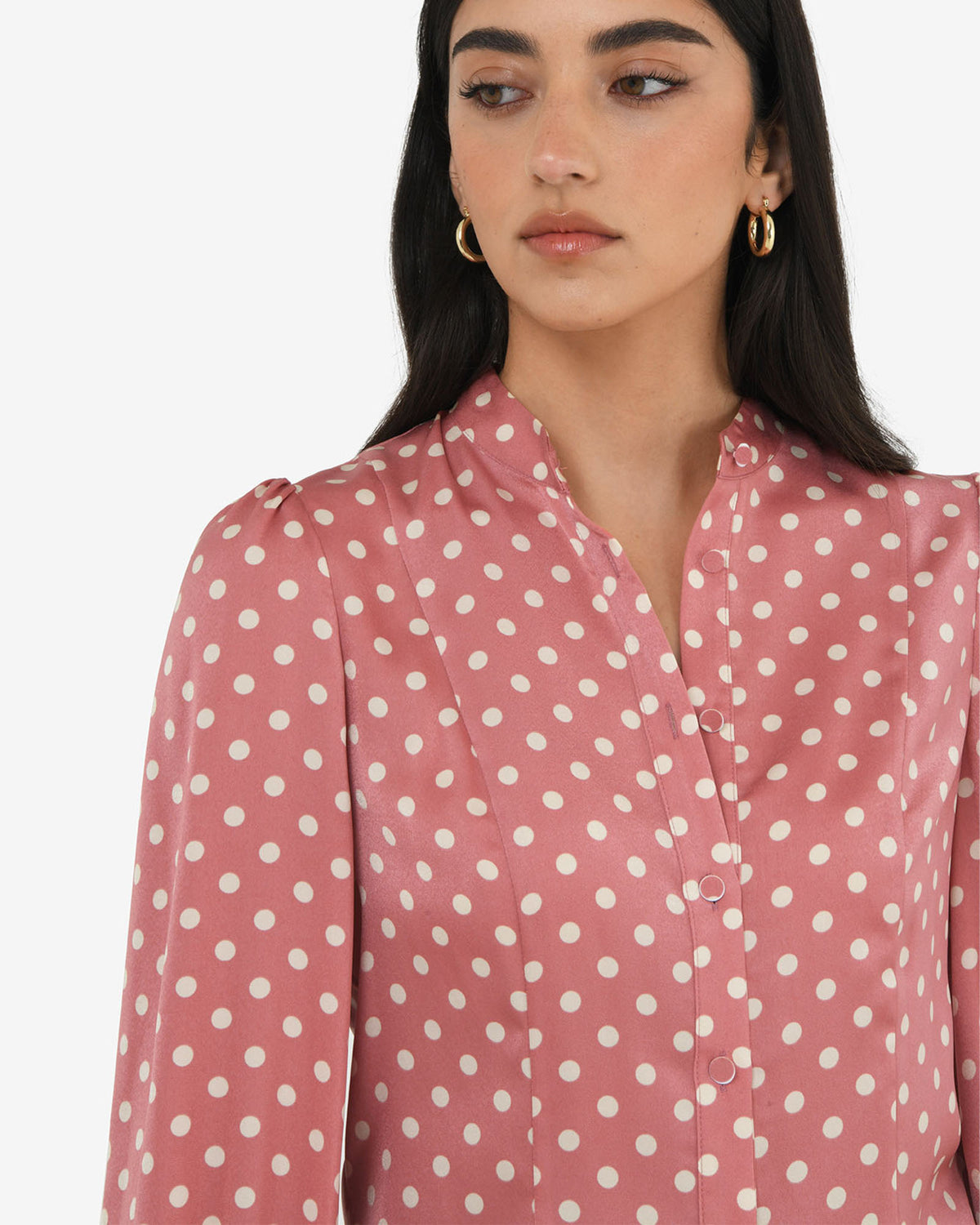 Dotti Polka Dot Printed Blouse in pink polka dot — view 5