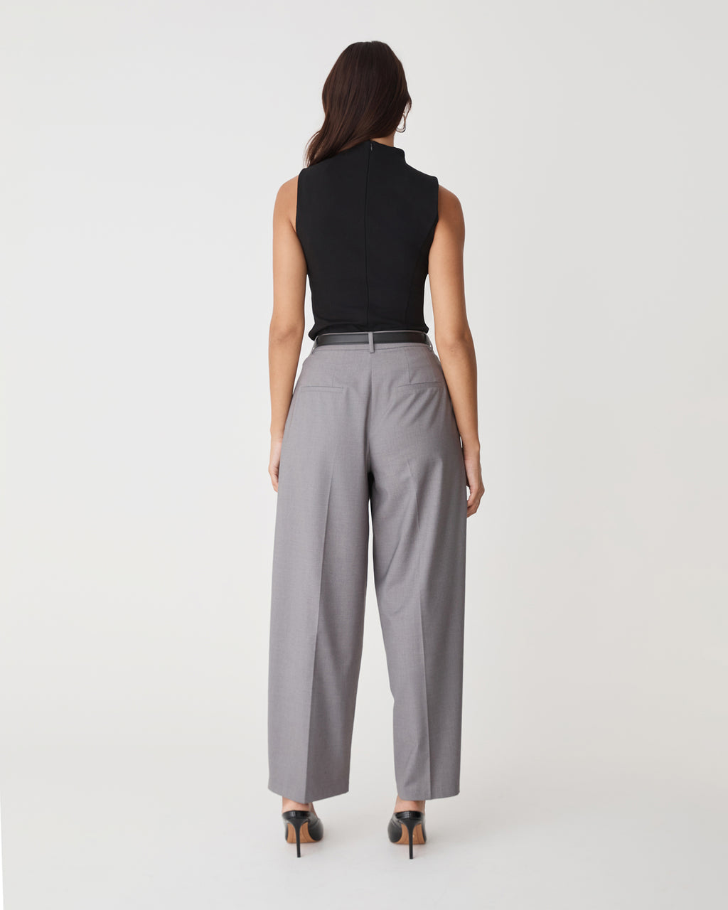 Finnley Structured Ponte Top in black — back view
