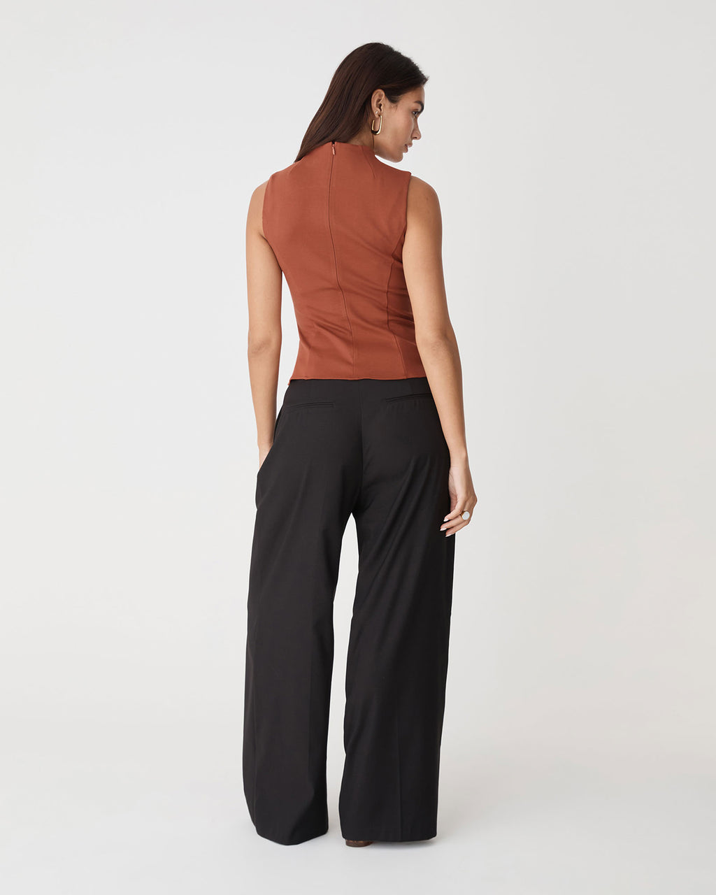 Finnley Structured Ponte Top in rooibos tea — view 4