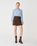 Sienna Pussybow Blouse in sky blue — full-length view