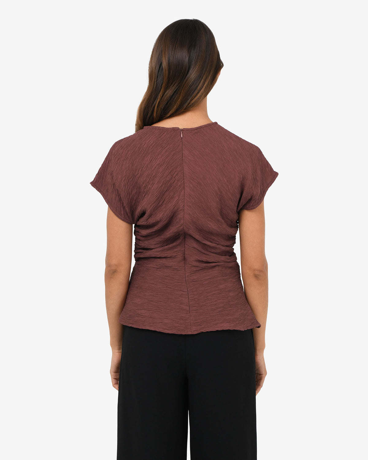 Pricilla Draped Top in clay — back view