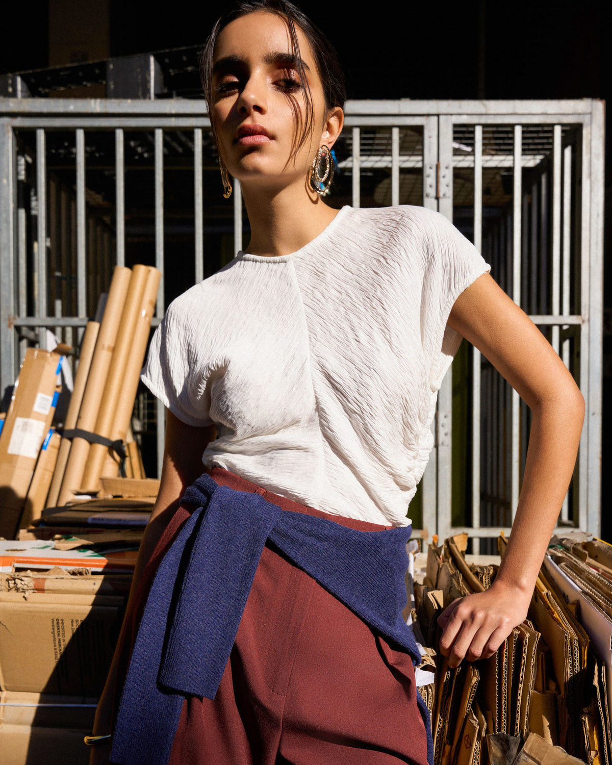 Pricilla Draped Top in ivory — alternate view