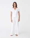 Bronte Cotton Drawstring Top in white — full-length view