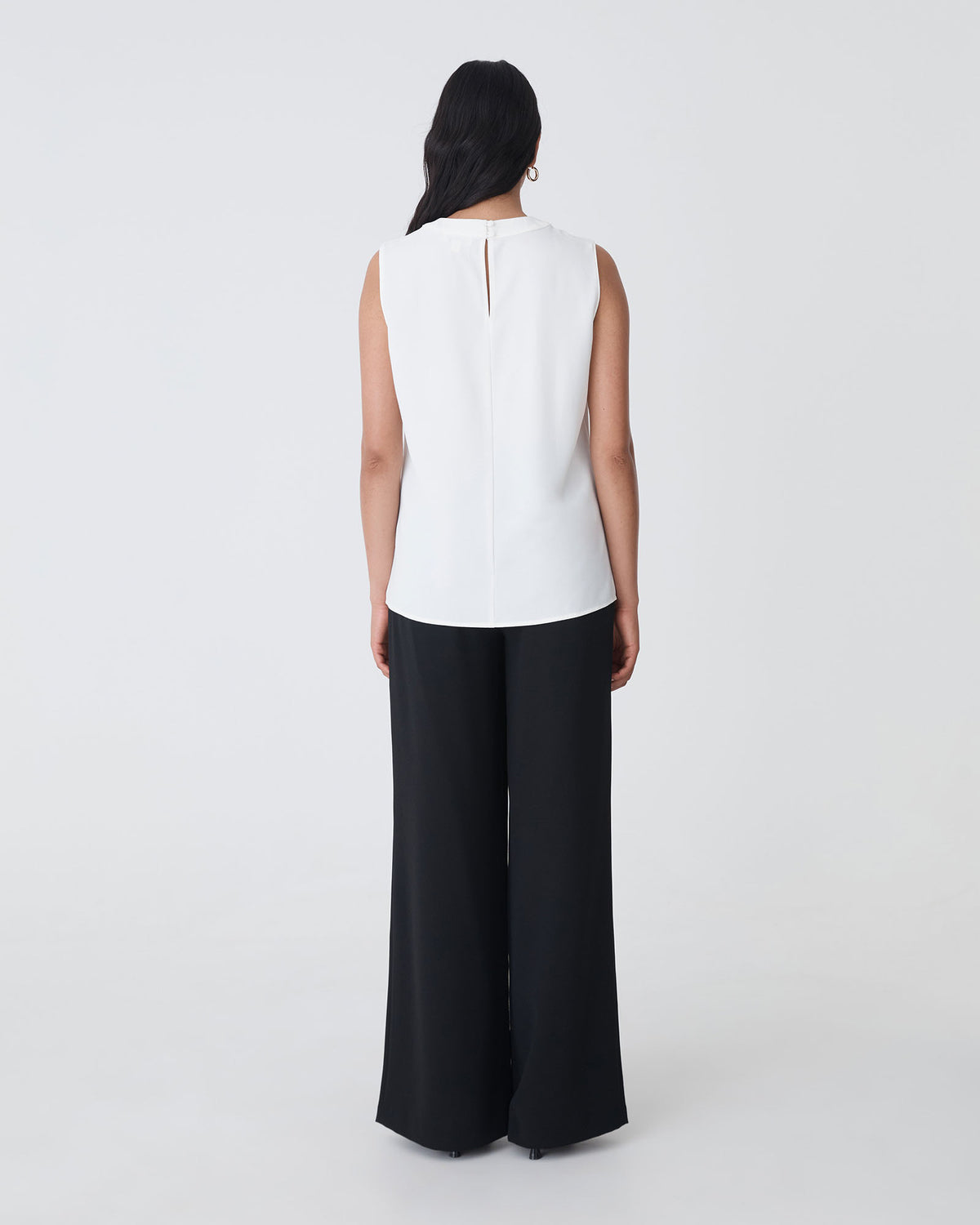 Amour Round Neck Top in ivory — back view