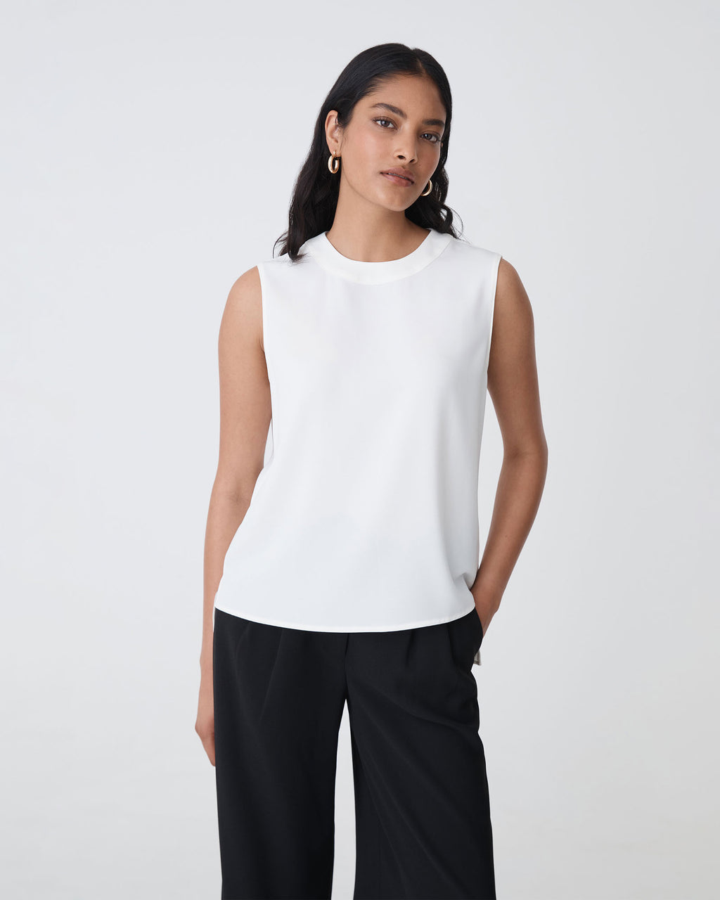 Amour Round Neck Top in ivory — close-up view