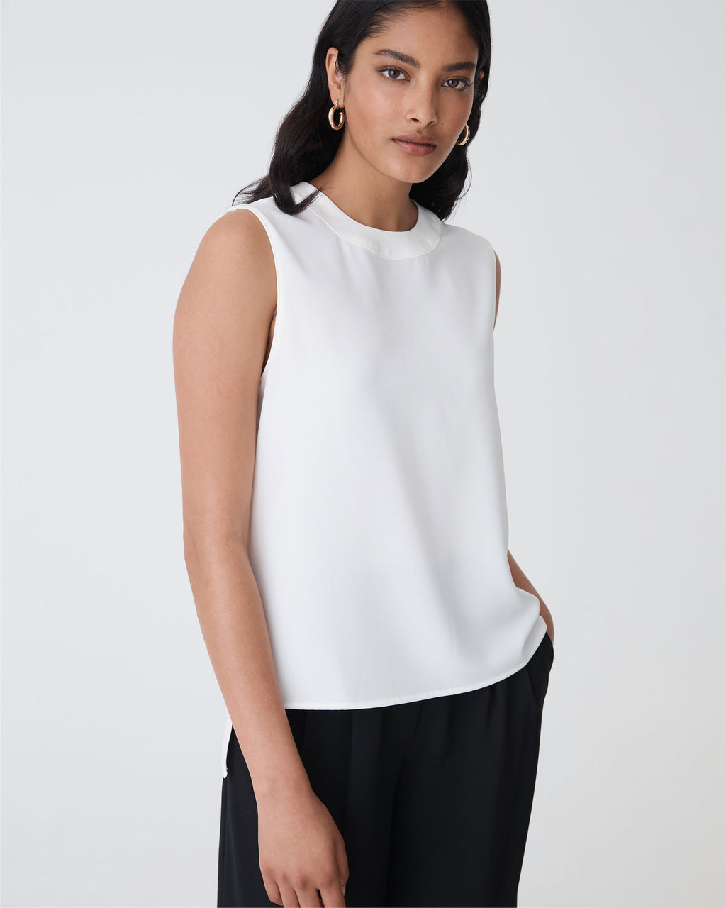 Amour Round Neck Top in ivory — close-up view 2