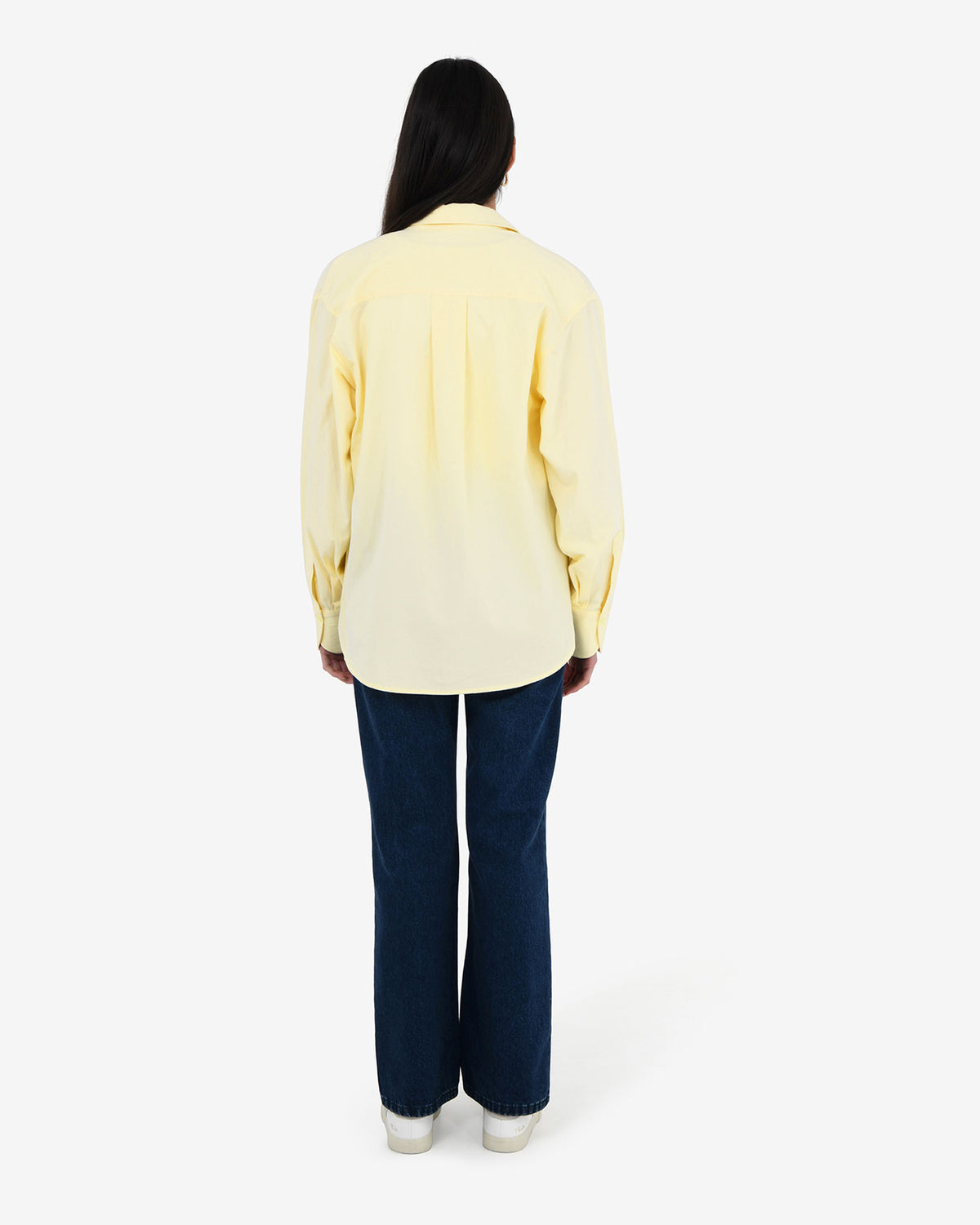 Chicago Oversized Cotton Shirt in lemon — back view