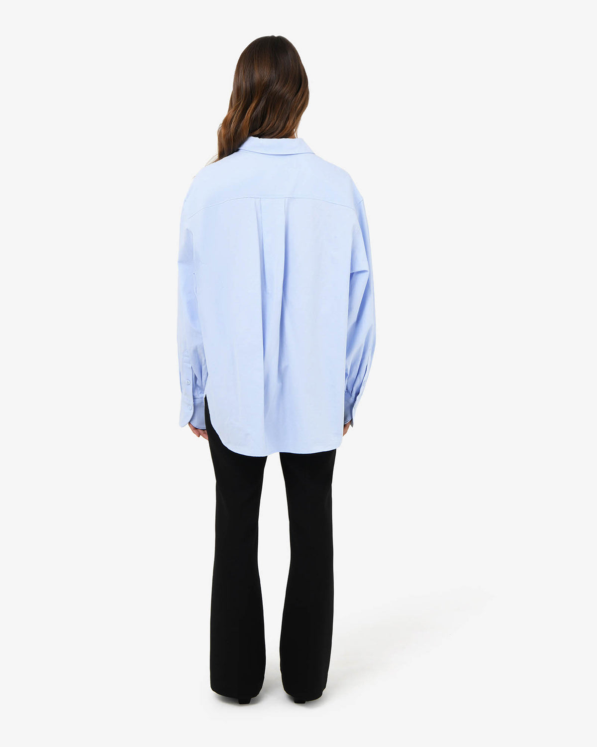 Chicago Oversized Cotton Shirt in soft blue — back view