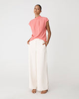 Tiara High Neck Shell Top in coral blush — full-length view