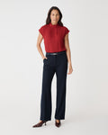 Tiara High Neck Shell Top in scarlet — full-length view