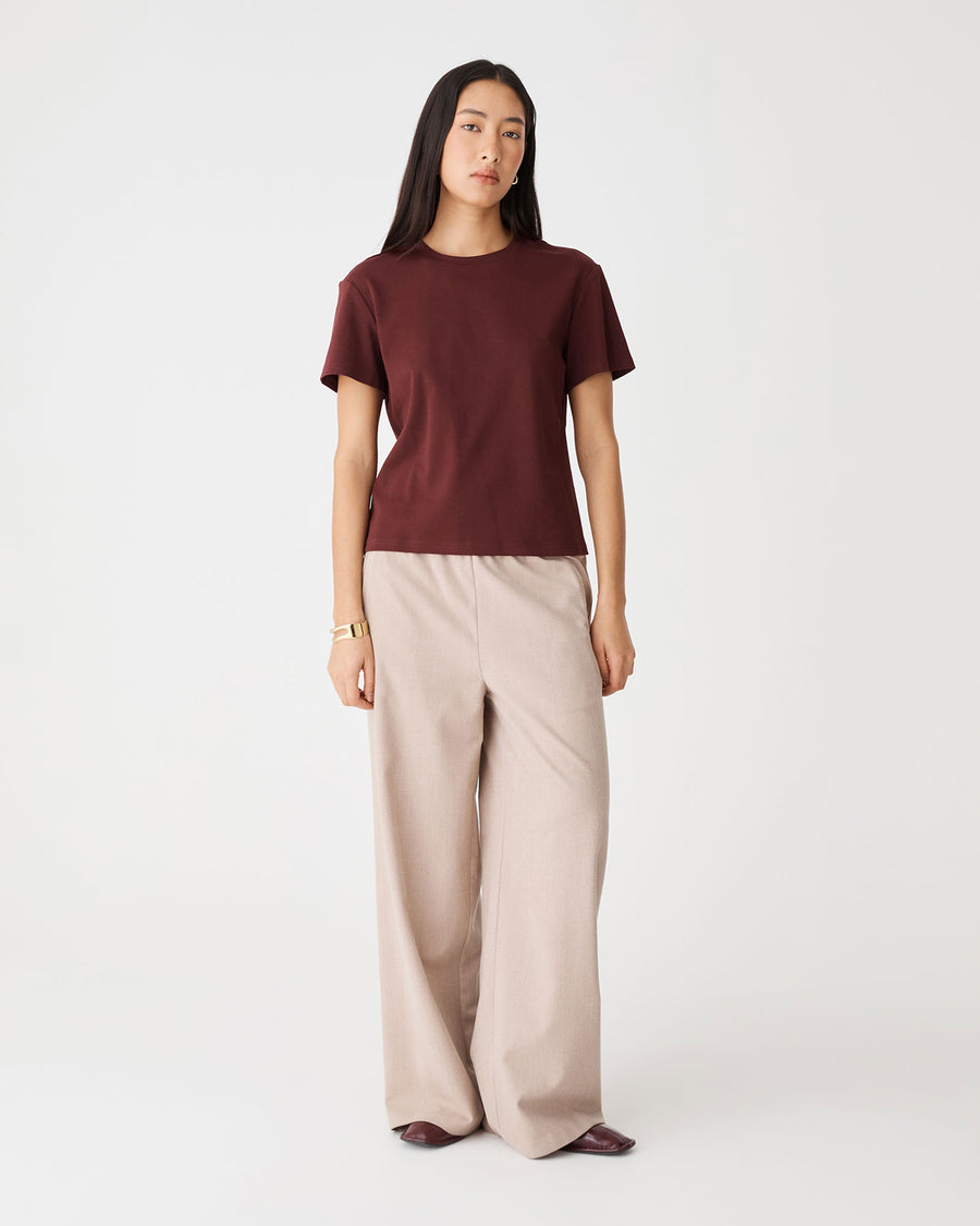 May Relaxed Cotton T-shirt in cabernet — full-length view