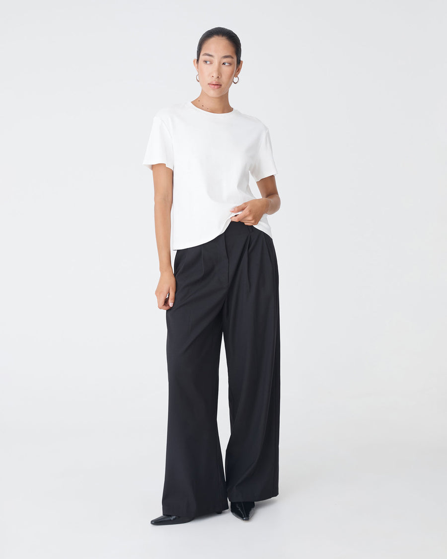 May Relaxed Cotton T-shirt in white — full-length view