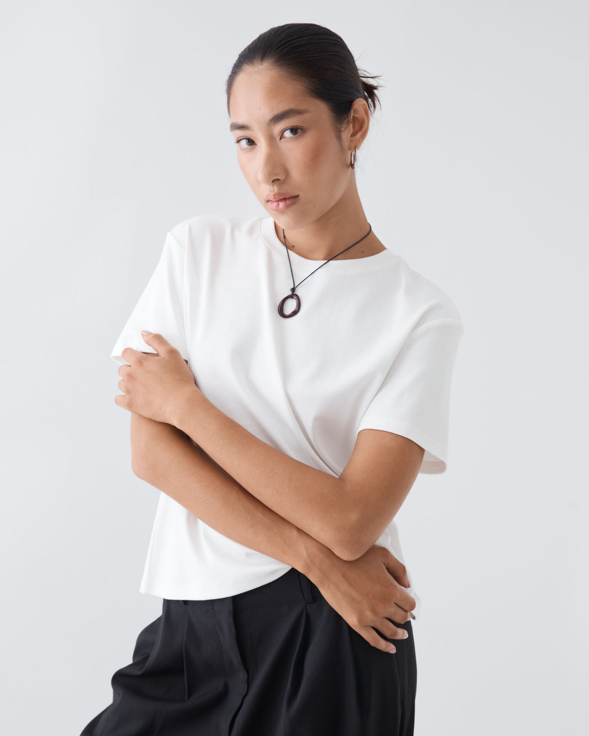 May Relaxed Cotton T-shirt in white — side view