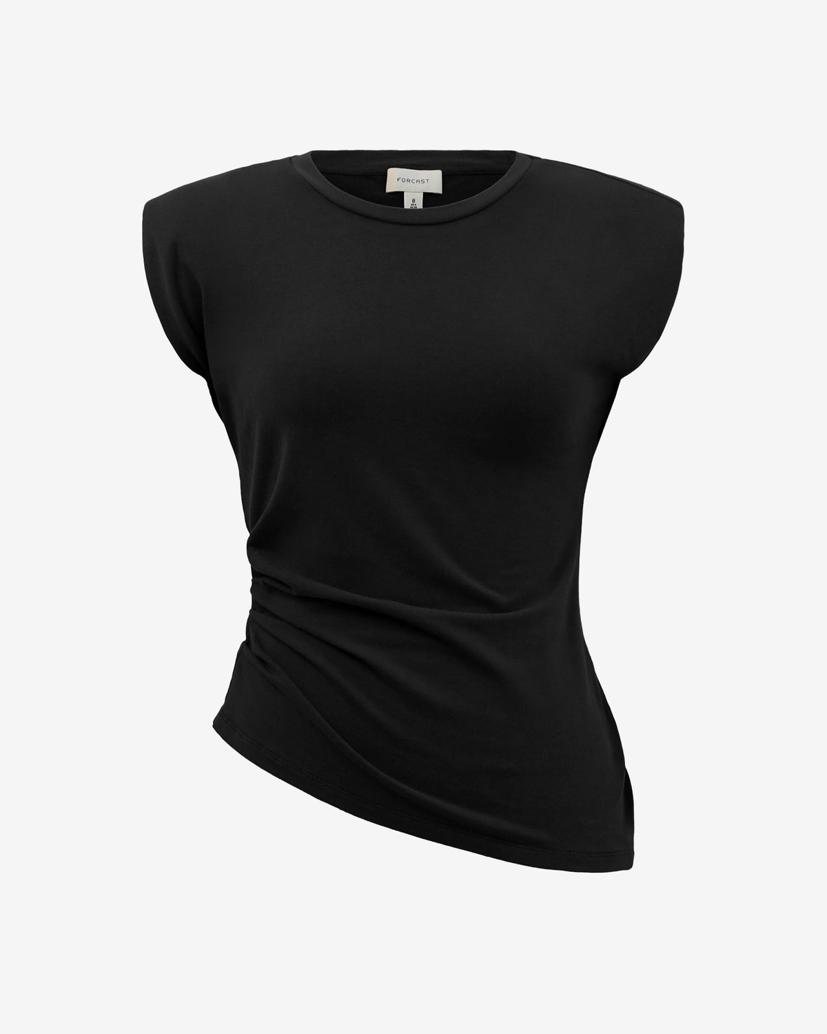 Sarah Padded Ruched Jersey Top in black — product-only view