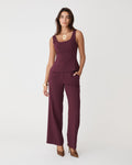Nikki Peplum Top in bordeaux — full-length view
