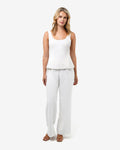 Nikki Peplum Top in ivory — full-length view