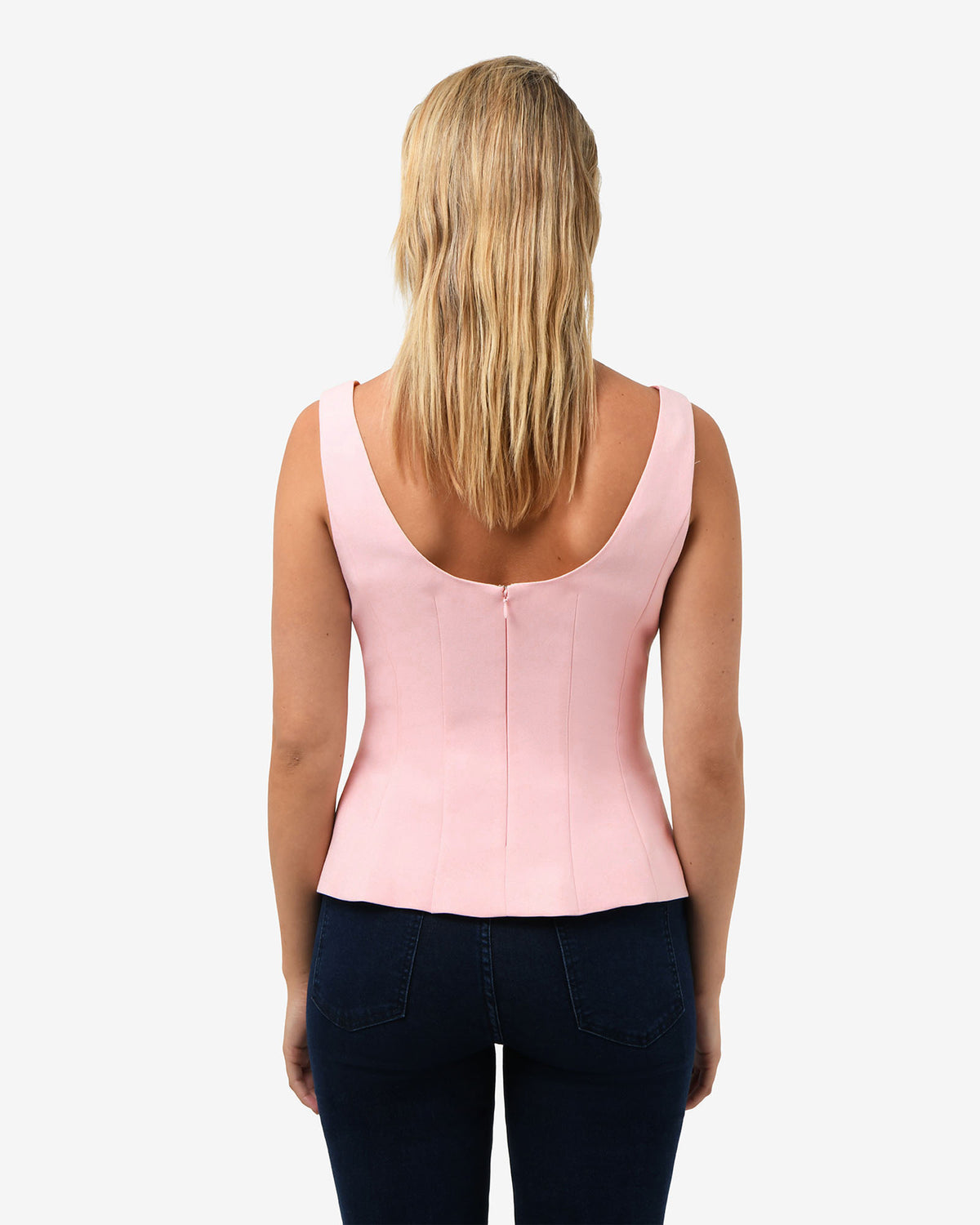 Nikki Peplum Top in pink — back view