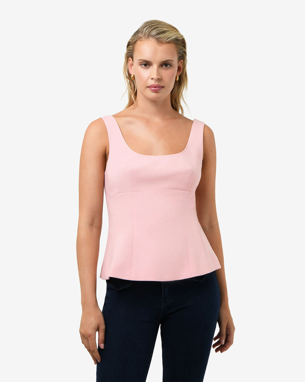 Nikki Peplum Top in pink — close-up view