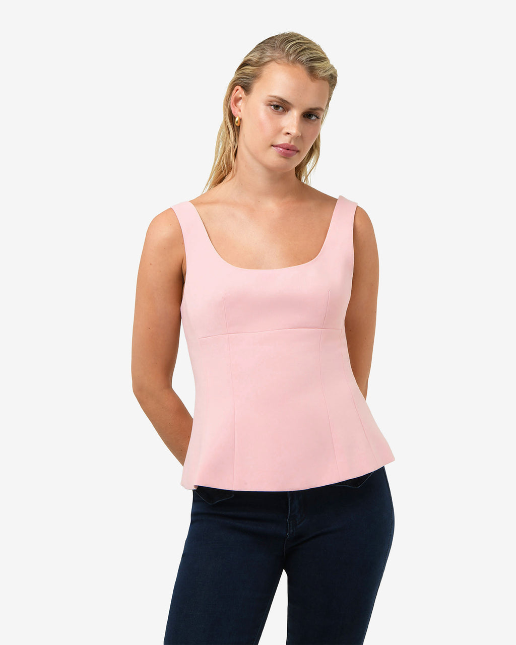 Nikki Peplum Top in pink — close-up view 2