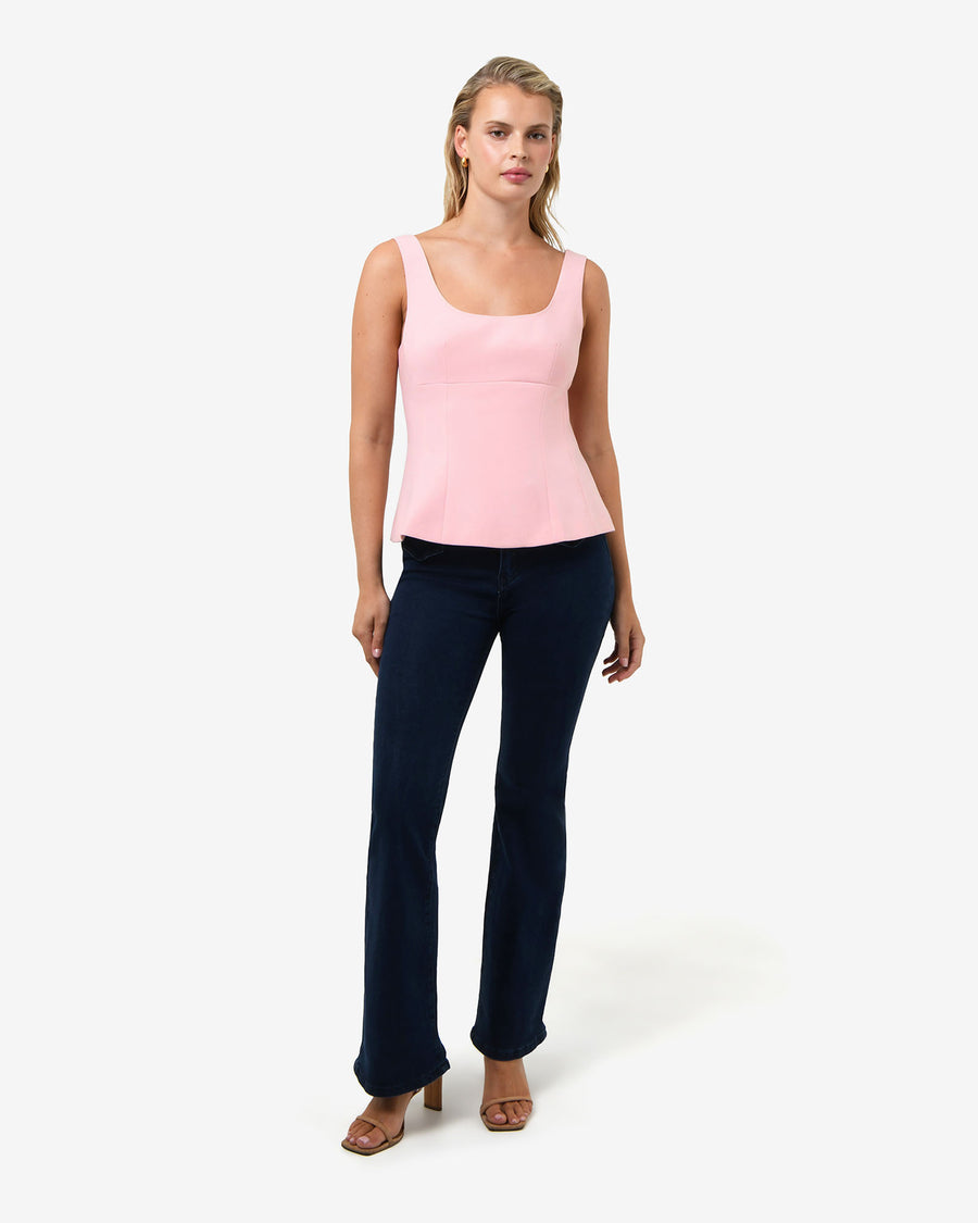 Nikki Peplum Top in pink — full-length view