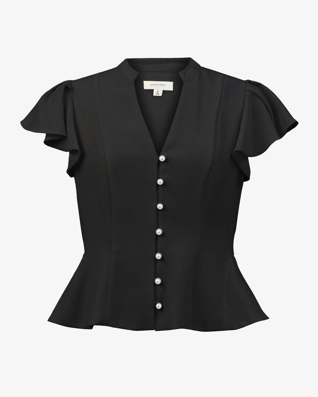 Carissa Gathered Sleeve Top in black — product-only view