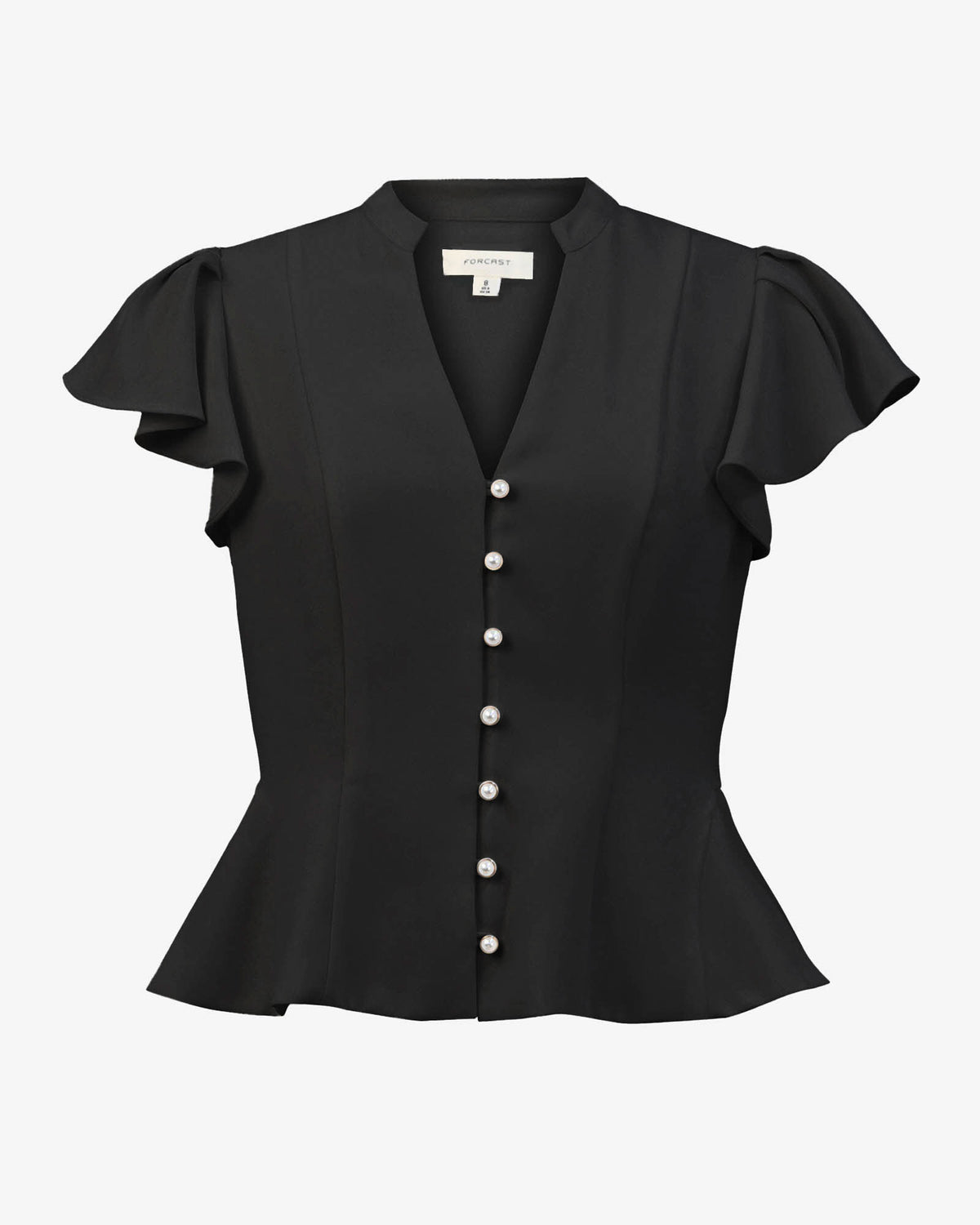 Carissa Gathered Sleeve Top in black — product-only view
