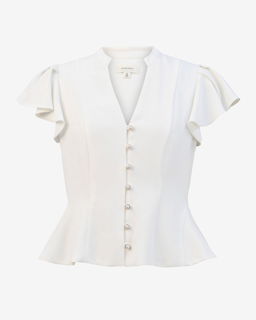 Carissa Gathered Sleeve Top in white — product-only view