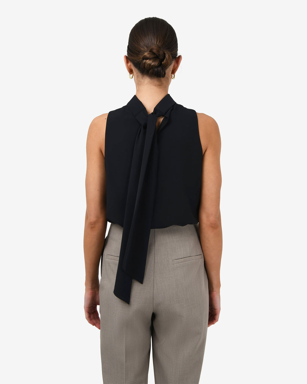 Maria Gathered Top in black — back view