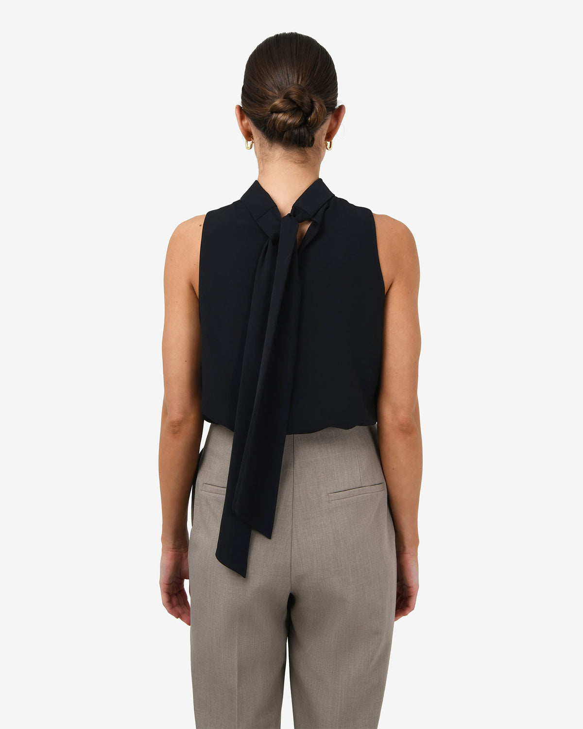 Maria Gathered Top in black — back view