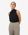 Maria Gathered Top in black — close-up view