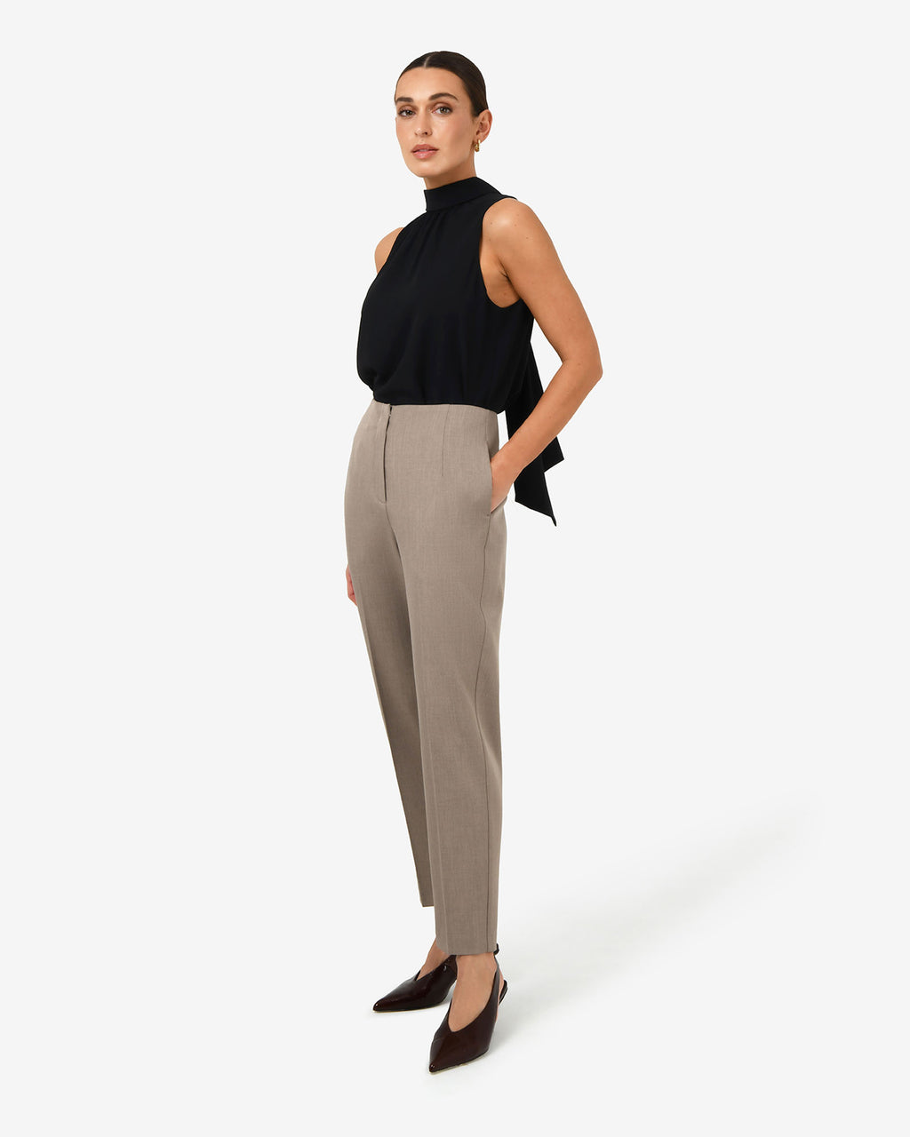 Maria Gathered Top in black — side view