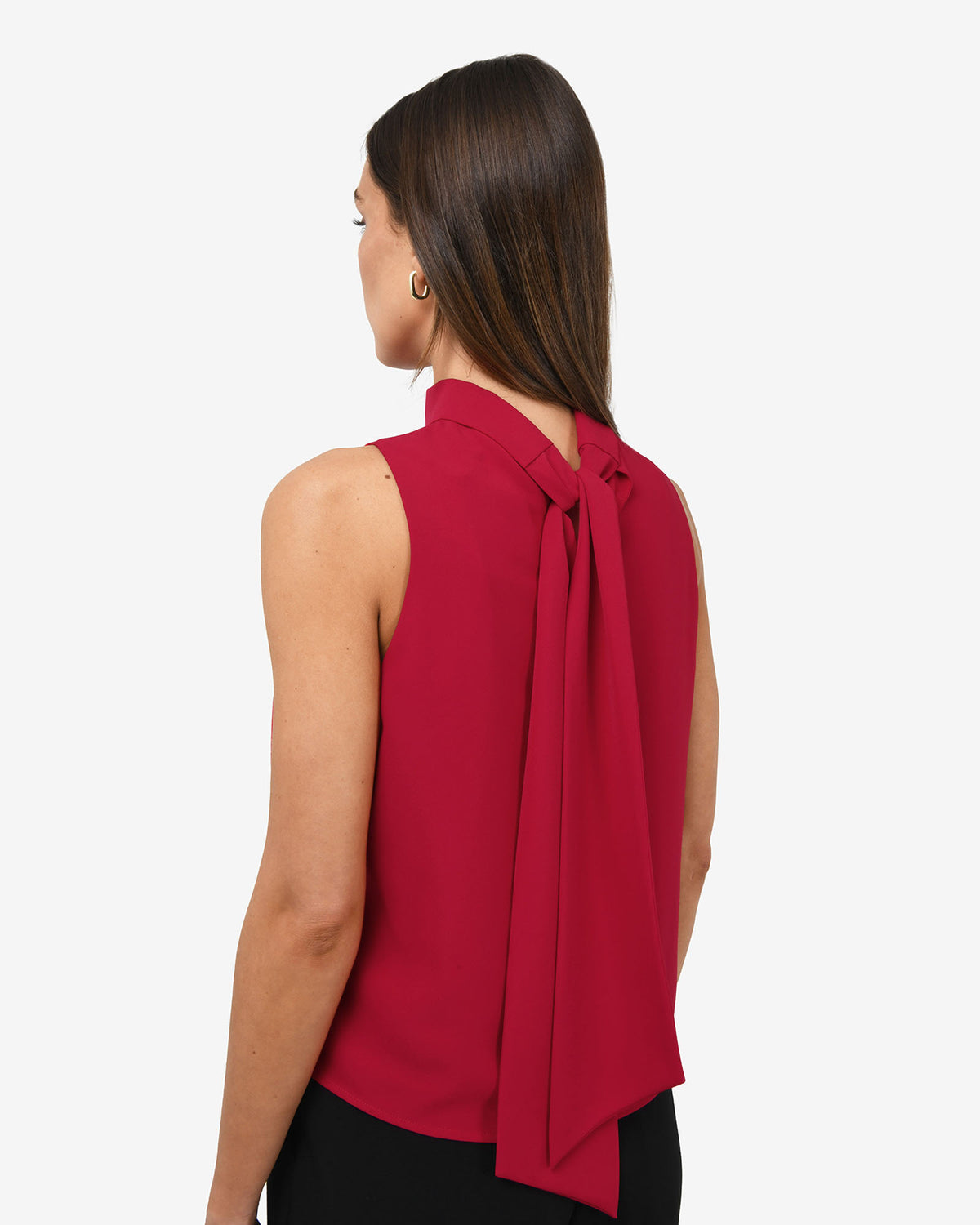 Maria Gathered Top in crimson — back view