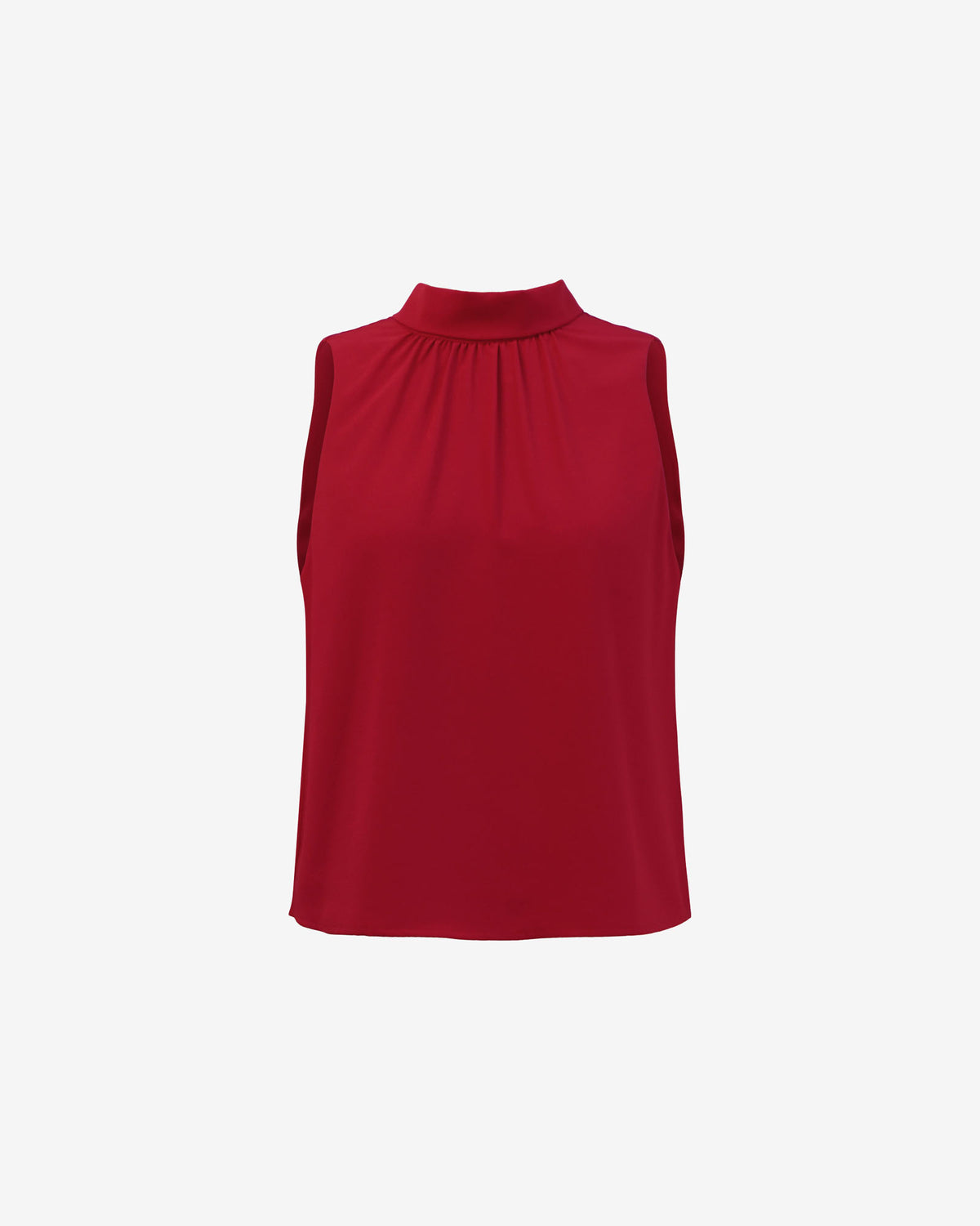 Maria Gathered Top in crimson — product-only view