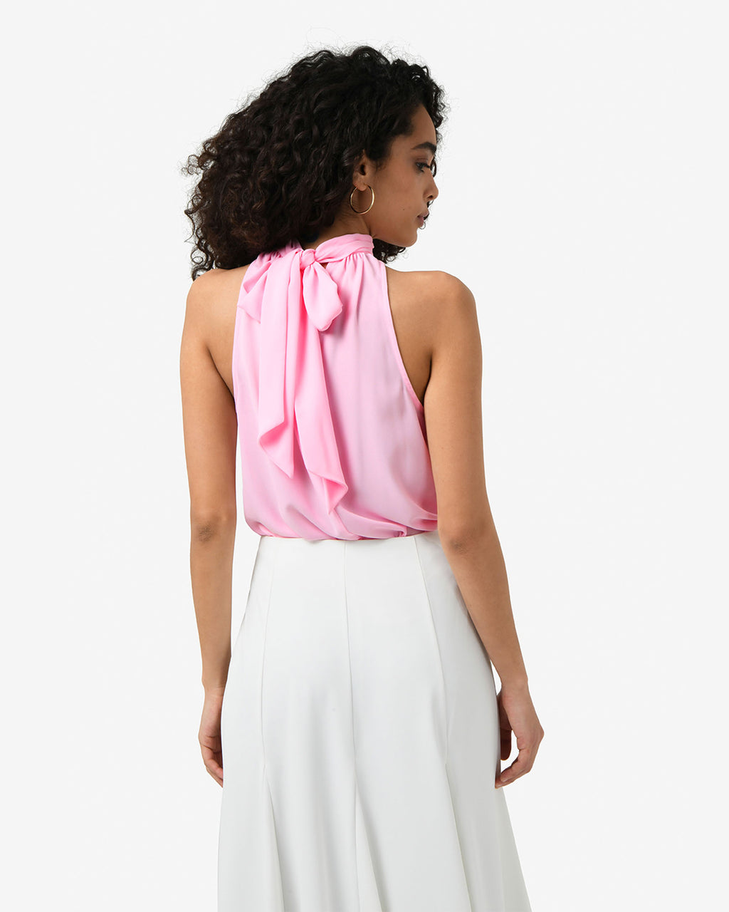 Shelby Draped Sleeveless Top in soft pink — back view