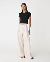 Amy Cropped Baby Tee in black — full-length view