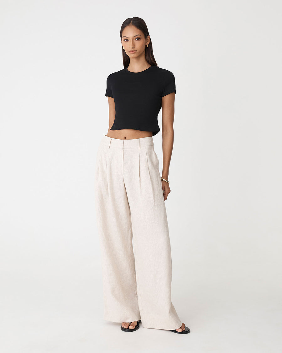 Amy Cropped Baby Tee in black — full-length view
