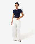 Amy Cropped Baby Tee in navy — full-length view