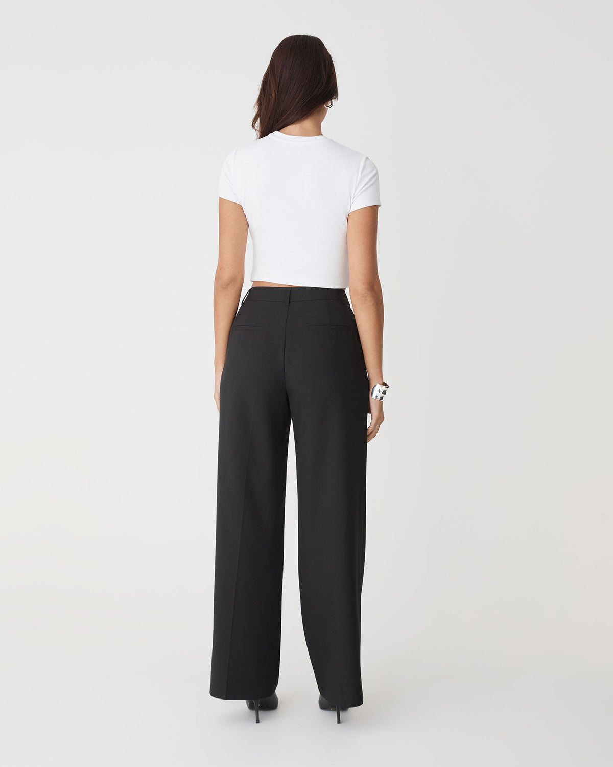 Amy Cropped Baby Tee in white — back view