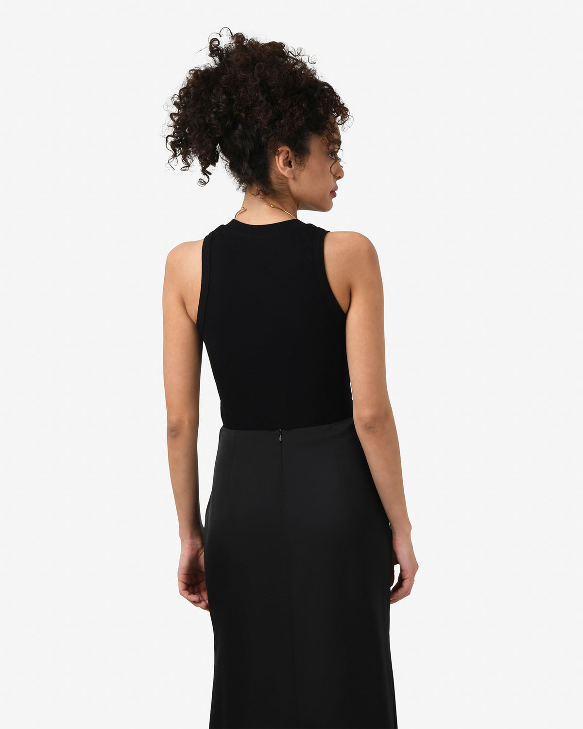 Devon V-Neck Singlet in black — back view