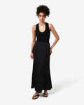 Devon V-Neck Singlet in black — full-length view