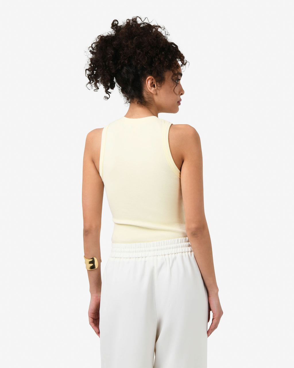 Devon V-Neck Singlet in butter — back view